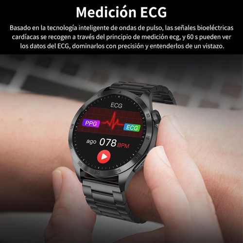 Blood Sugar Smart Watch 2024 Bezel Steel Black Reloj inteligente para hombre