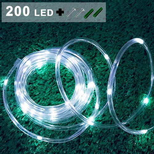 Imagen 4 de 8 de Luces Manguera 200 Leds Solares Contragua 8 Modos - 20 Mts.