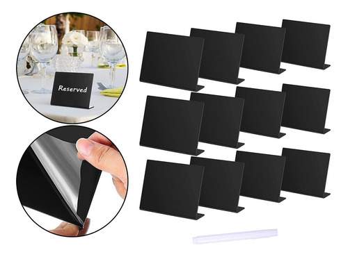 12 Tableros De Mensajes De Acrílico Para Mesa, Negro