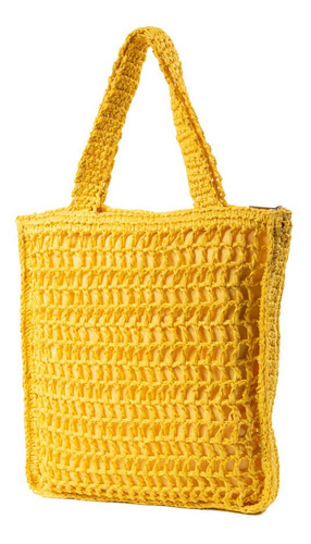 Cartera Mujer Cartera Xl Extra Large Denis Tote Amarillo Acabado de los herrajes Níquel Correa de hombro A tono Diseño de la tela Liso