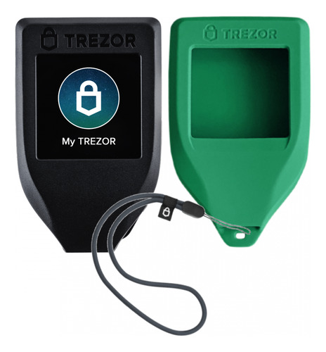 Pack Trezor Model T + Funda Protectora Verde Y Lanyard