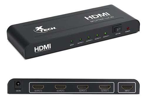 Splitter De Video Hdmi 1080p 4 Salidas 1 Entradas - Xha-410