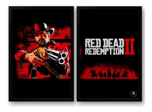 Quadro Duplo Red Dead Redemption Ii - Kit 2 Quadros 40x60cm