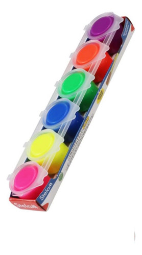 Set Pinturas Temperas Neón Fosforescentes 6 Colores 15ml