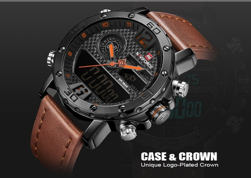 Relógio Masculino Militar Esportivo Naviforce Pulseira Couro