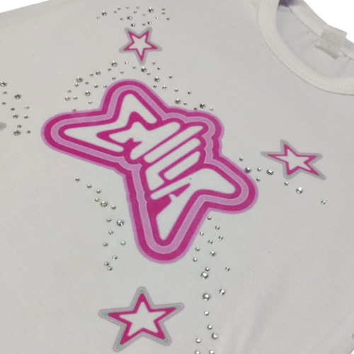 Remera Emilia Mernes Niña Brillos Rosa Pop Strass