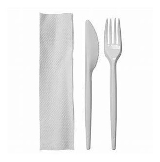 Imagen 1 de 5 de 200 Tenedor Cuchillo Servilleta Empaquetado 6428 Xavipaper