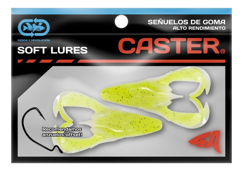 Imagen 2 de 3 de Señuelos Goma Caster Rana Pesca Big Frog Amarillo Blanco 2u