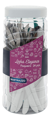 Cubiertos X24 Acero Inox  Blanco, Elegance Martinazzo