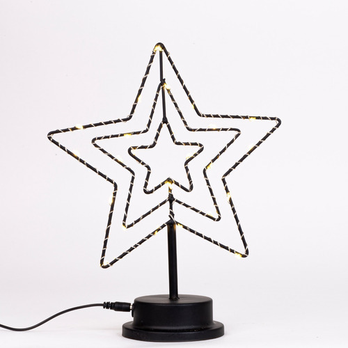 Velador Lámpara De Luz Estrella-con Usb-decoración-ambientes Color de la estructura Negro/Acero