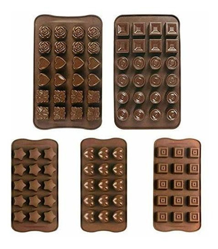 Moldes De Silicona De Chocolate, Juego De 5 Moldes De Chocol