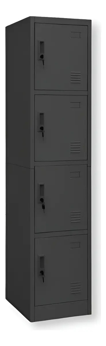 Locker Casilleros 4 Puertas Metalicos Cerradura Llave Eke Negro