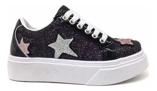 Zapatilla Nena Cordones Estrellas Glitter Blanco Cakzadomail