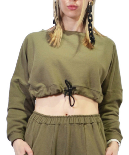 Buzo Deportivo Crop Top Mujer Oversize Corto Rustico Grande