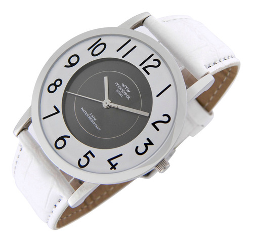 Reloj Montreal Mujer Ml1456 Caja Acero Inoxidable Cuero Sint