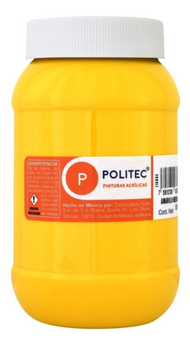 Pintura Acrílica Politec Bote 500 Ml Colores Color Amarillo Medio No. 318