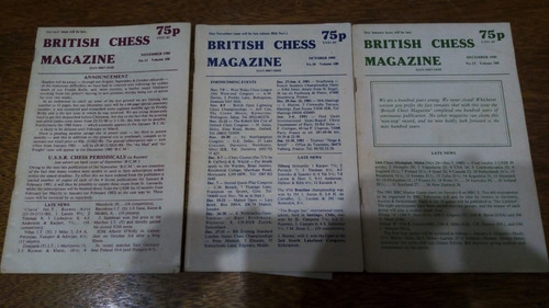 British Chess Magazine Ajedrez Inglesa 1980 3 Ejemplares