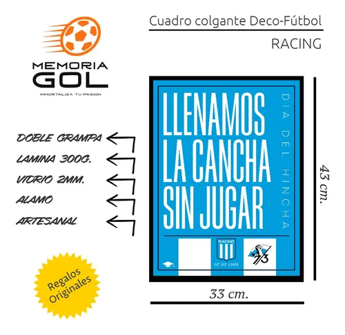 Cuadro Camiseta Futbol Racing Club Ideal Regalo Frase