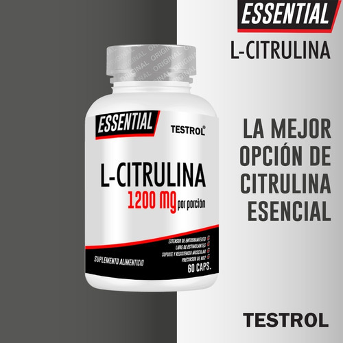 L-citrulina 1200 Mg | Testrol Essential | 60 Capsulas Sabor Sin sabor