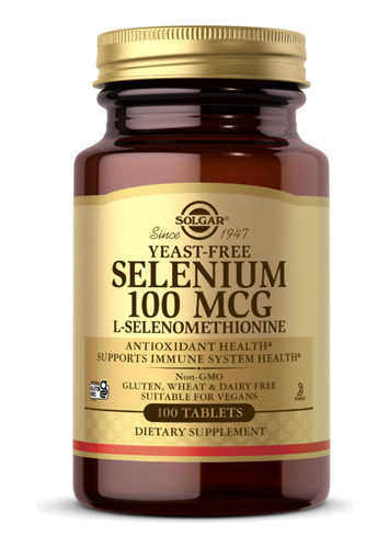 Solgar Selenium Methionine Selenio 100mg 100tabs Sabor Neutro
