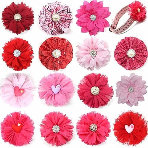 10pcs/pack Rosa Rosa Perro Arcos Collar Apego Perrito 3zvqs