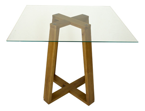 Mesa Jantar 70cm Quadrada Vidro Temperado Base Lary Sala Bc