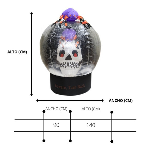 Imagen 2 de 10 de Inflable Decorativo Esfera Araña Craneo Halloween Con Luz