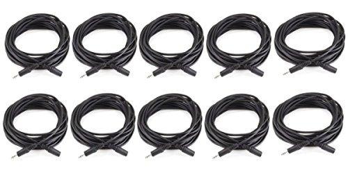 10 Pcs 3.5mm Stereo Plug Jack M F Cable Black 50 Feet Cne5