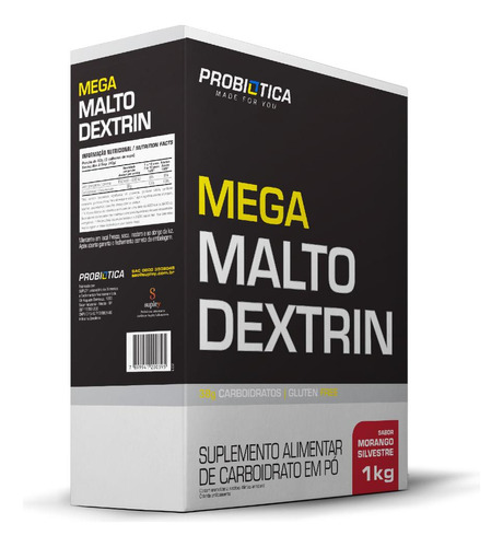 Mega Malto Dextrin Caixa 1 Kg - Probiótica Sabor Morango