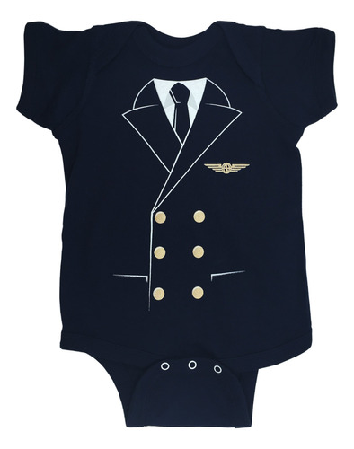 El Piloto Uniforme Body Para Bebé, Color Azul Marino, 6 Me.
