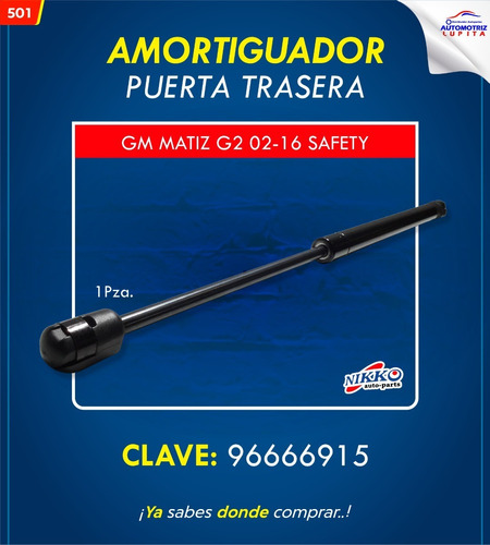 Amortiguador Puerta Trasera Gm Matiz G2 02-16 Marca Nikko