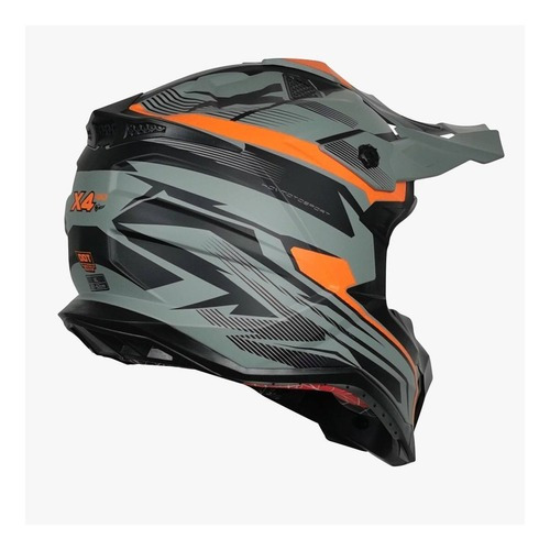Imagen 4 de 7 de Casco Para Motociclista Cross X4-go Kov Verde Naranja Dot Color Verde-naranja Tamaño Del Casco S