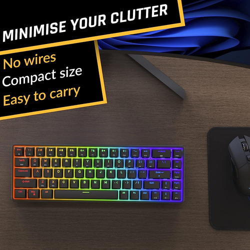 Teclado Klim, Gamer/blanco/bluetooth/rgb