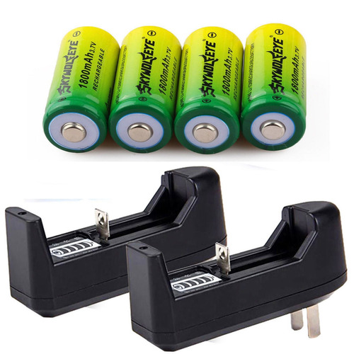 Skywolfeye 4pcs 16340 Batería 1800mah 3.7v Li-ion Recargable