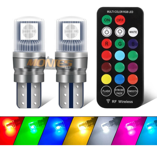 Focos Rgb T10 Led Pellizco Mayoreo Control Y Pila