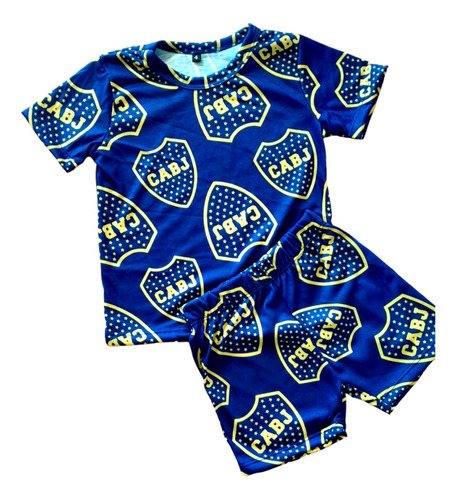 Pijamas Niños Boca Conjunto Corto Remera + Short