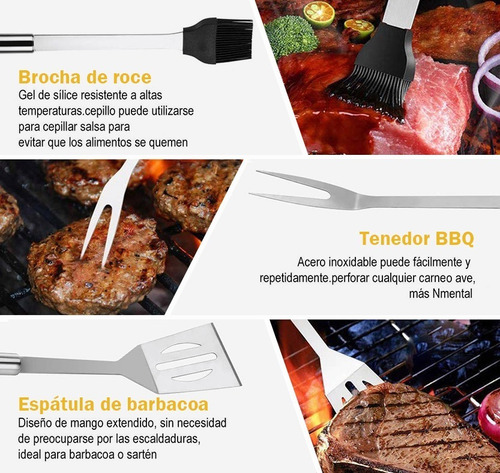 Kit De Parrilla Profesional De Acero Inoxidable 9 Piezas