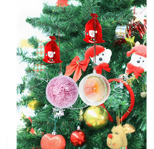 20 Adornos Rellenables Plástico Transparente Bola Navidad