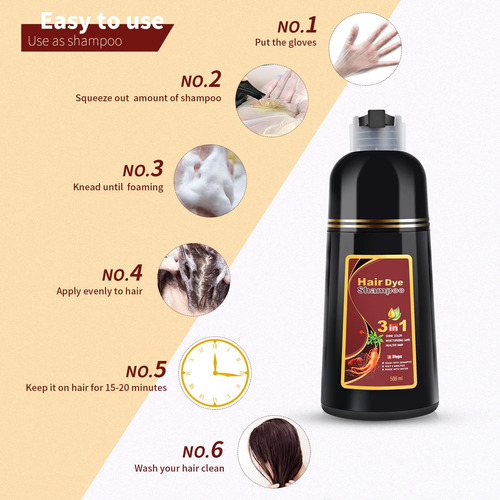 Shampoo De Tintura De Cabelo Castanho Kingming 3 Em 1 Y Colo