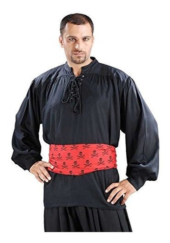 Camisa Del Pirata Medieval Del Poeta Traje Negro (xx-large).