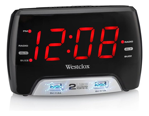 Westclox Gran 1.4 Rojo Led Digital Fm Reloj Radio 2