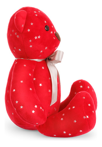 Oso De Peluche Decorativo Navideño 17 Cm | Sueños De Navidad Color Rojo Con Estrellas