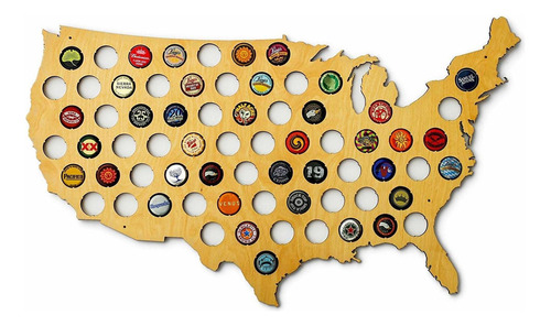 Usa Beer Cap Map   Hermosa Madera De Arce  Beer Cap Hol...