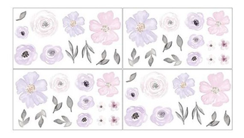 Jojo Designs Dulce Púrpura Y Gris Floral De La Acuarela Cásc