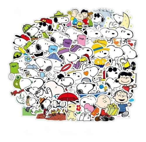 Snoopy Kawaii 100 Calcomanias Stickers 6 X 5 Cm Pvc Cta/agua