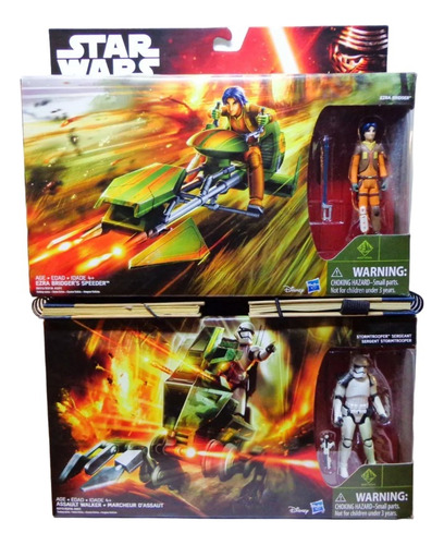 Star Wars - 2 Pack - Ezra Speeder-assaul Walker- C-11.