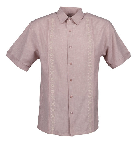 Guayabera Yucateca Manga Corta Color Palo De Rosa