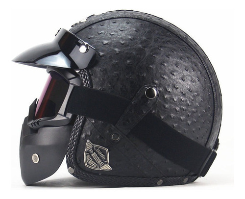 Casco 3/4 Piel Cafe Racer, Clásico Retro, Sé Un Tipo Duro Of