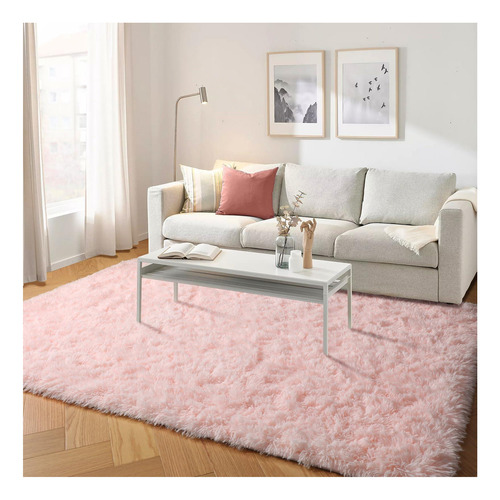 Pagisofe Alfombra De Felpa Esponjosa Rosa De 5 X 8, Alfombra
