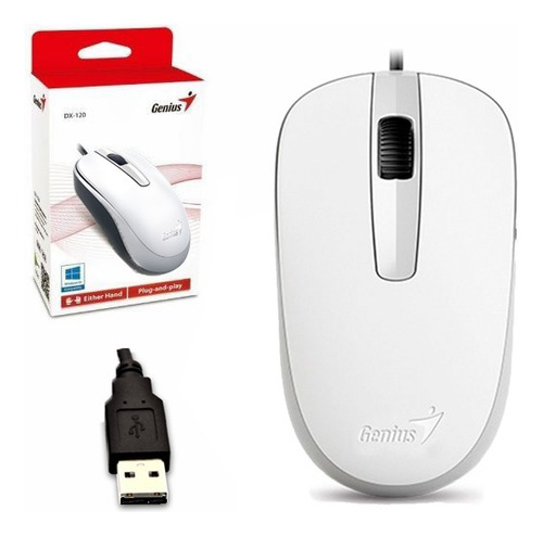 Mouse Genius Dx-120 Blanco Cable Usb Optico 1200dpi Win Mac